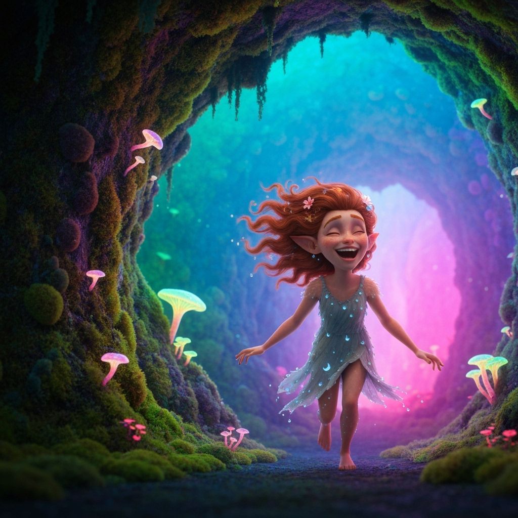 Bioluminescent Grotto Sprite in Epic Cinematic Style