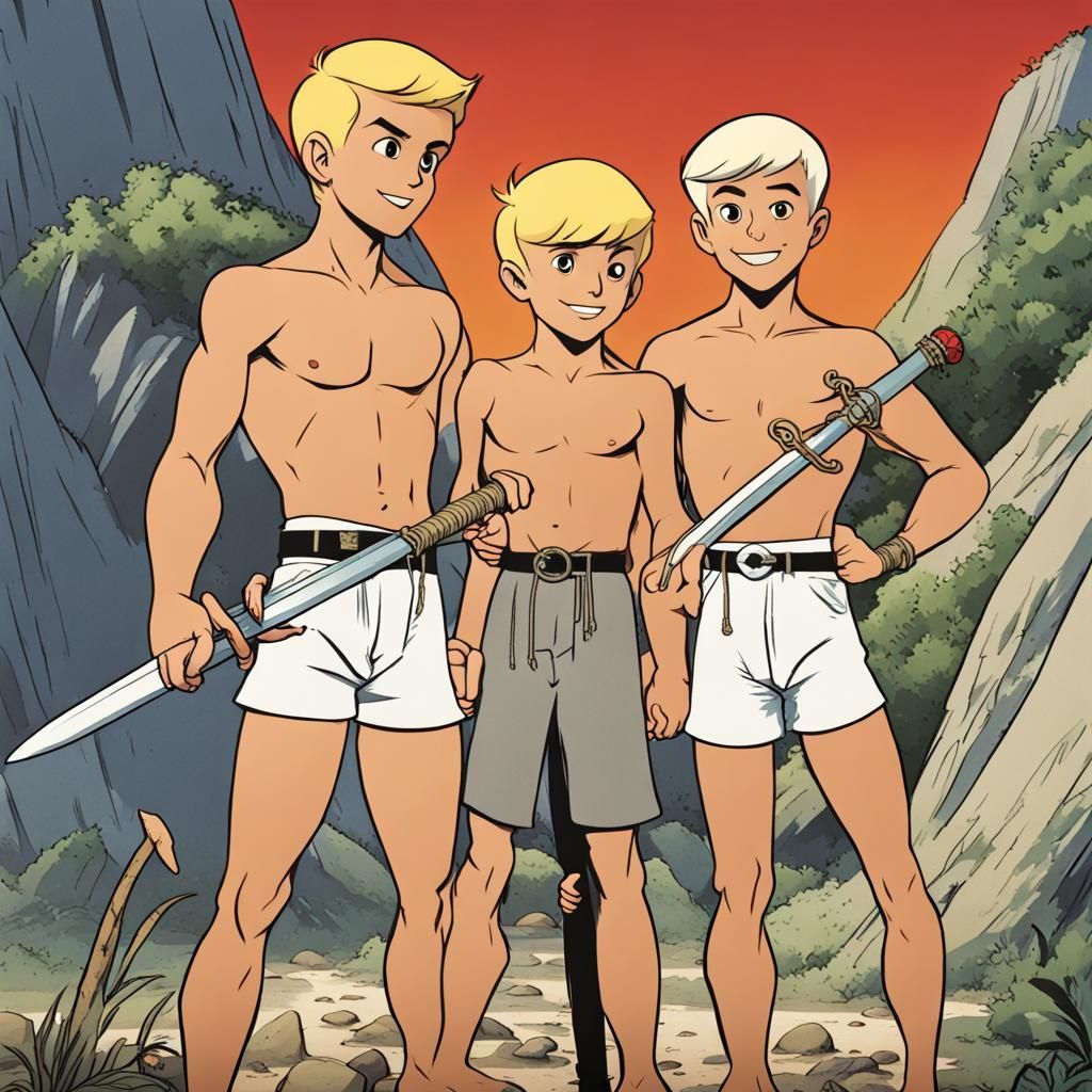 Shirtless Boys with Swords Inspired by Jonny Quest