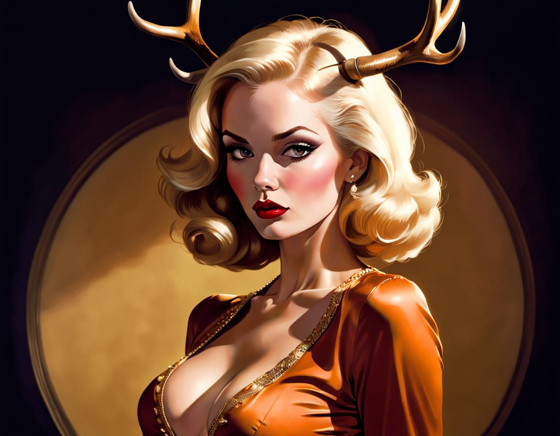 Classic Pin Up Femme Fatale in 70s Style Film Noir