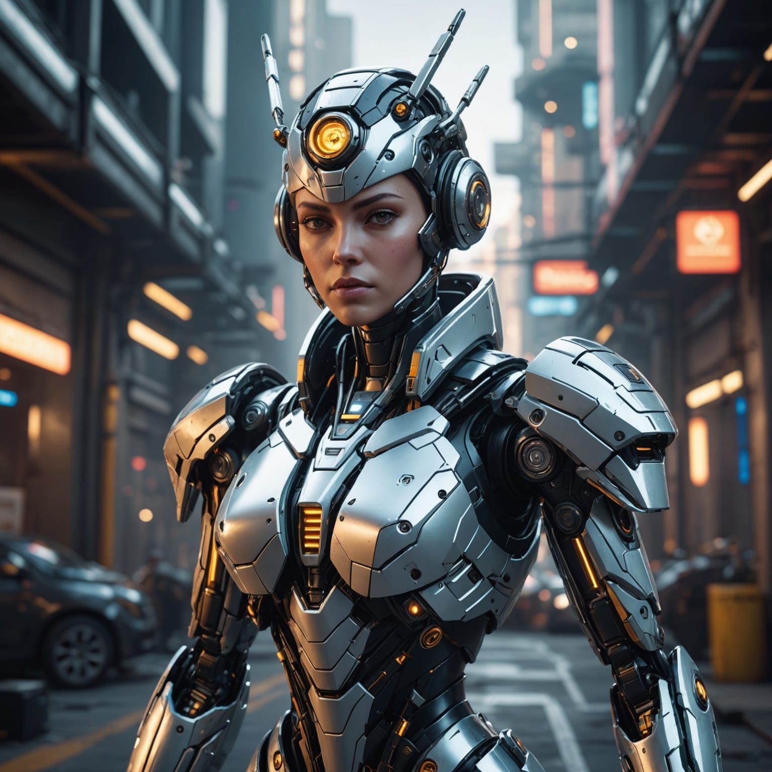 Futuristic Robot Queen in 3D Cinematic Style