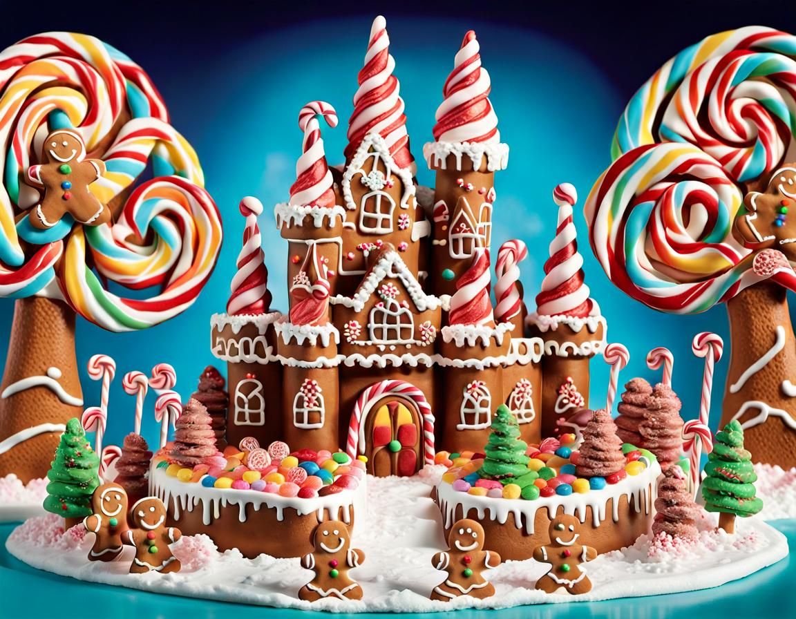 Candy Wonderland: Gingerbread Men and Majestic Castle