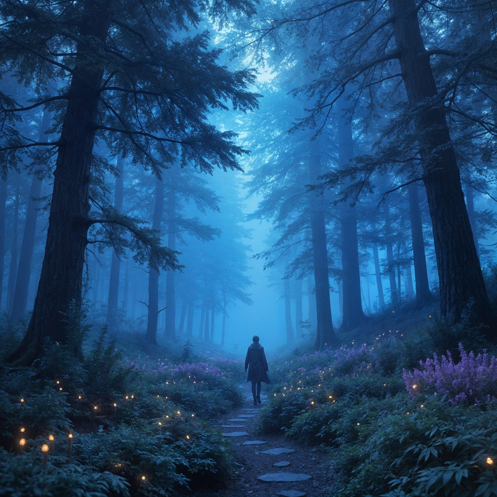 Ethereal Mist Forest Scene