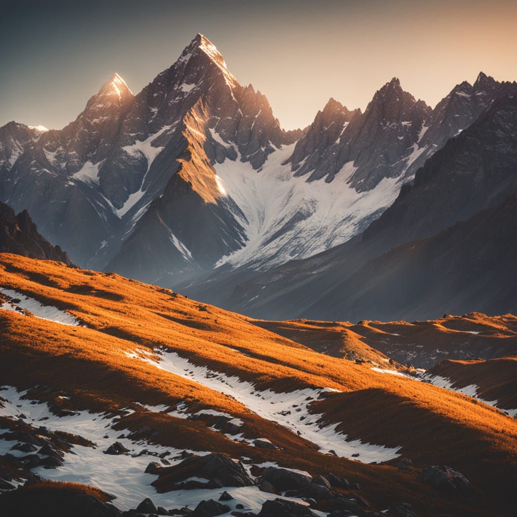 Majestic Mountains at Golden Hour Landscape Photography
