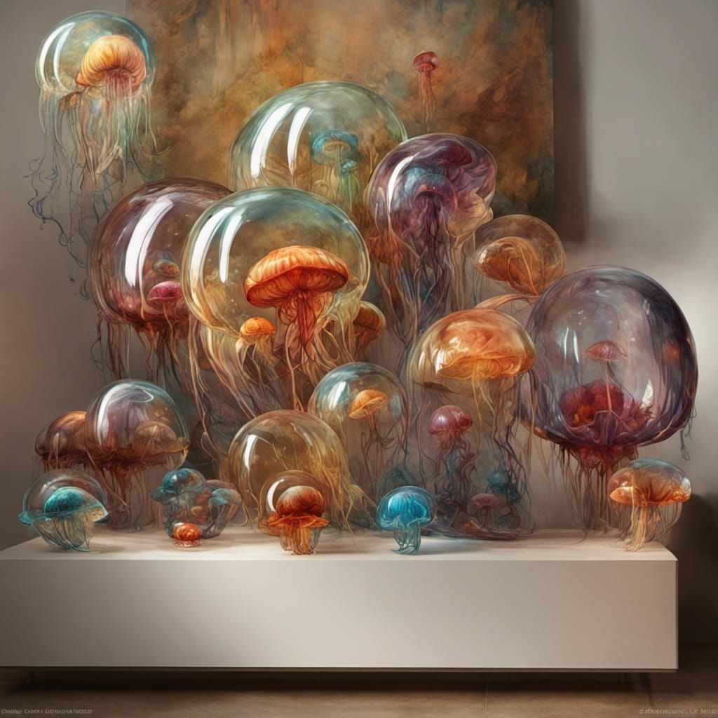 Luminous Glass Jellyfish: Hyperdetailed Fantasy Art