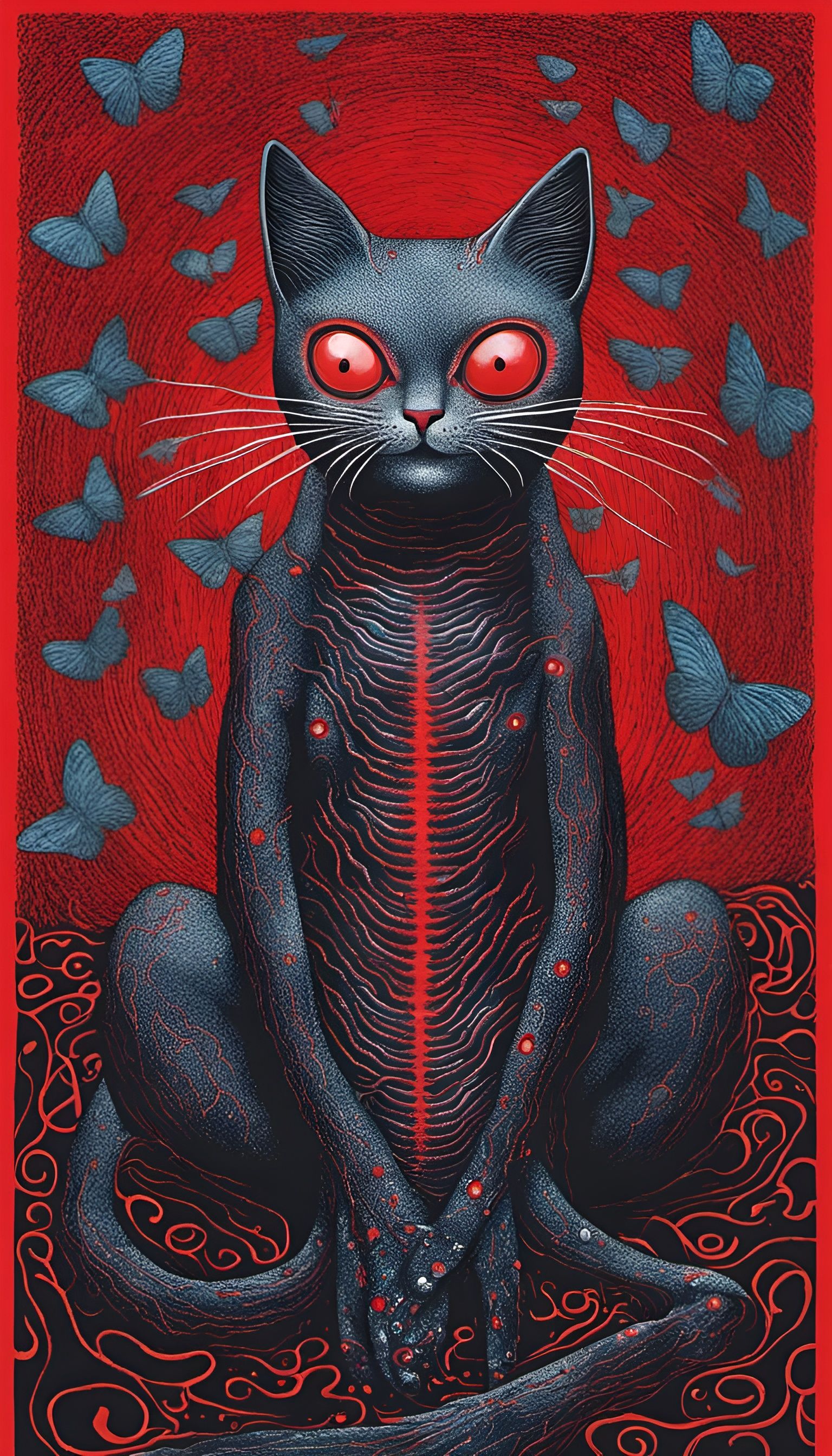 Scary Pregnant Cat Person with Laser Eyes