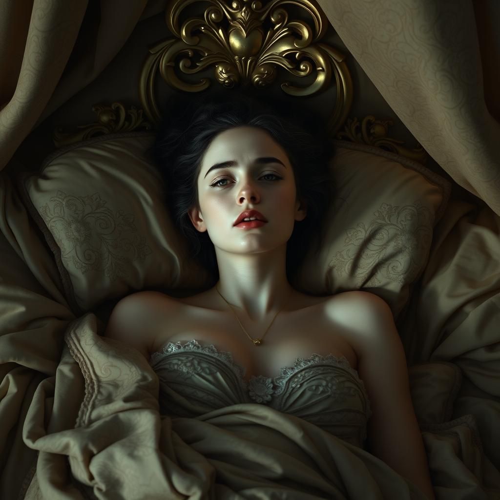 Woman's Fear in Dreamlike Matte Painting