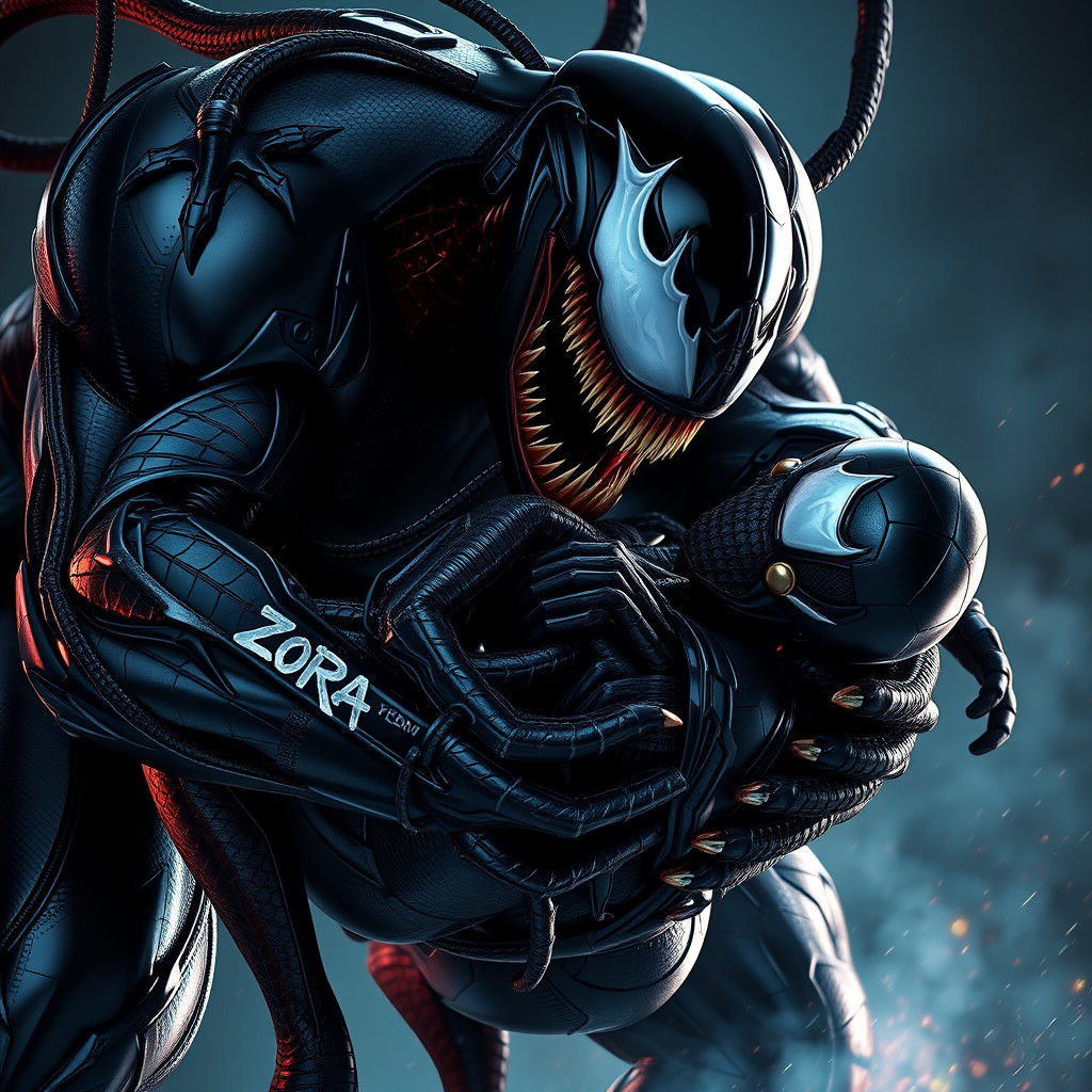 Venom Grips Spider-Man: Cyberpunk Concept Art