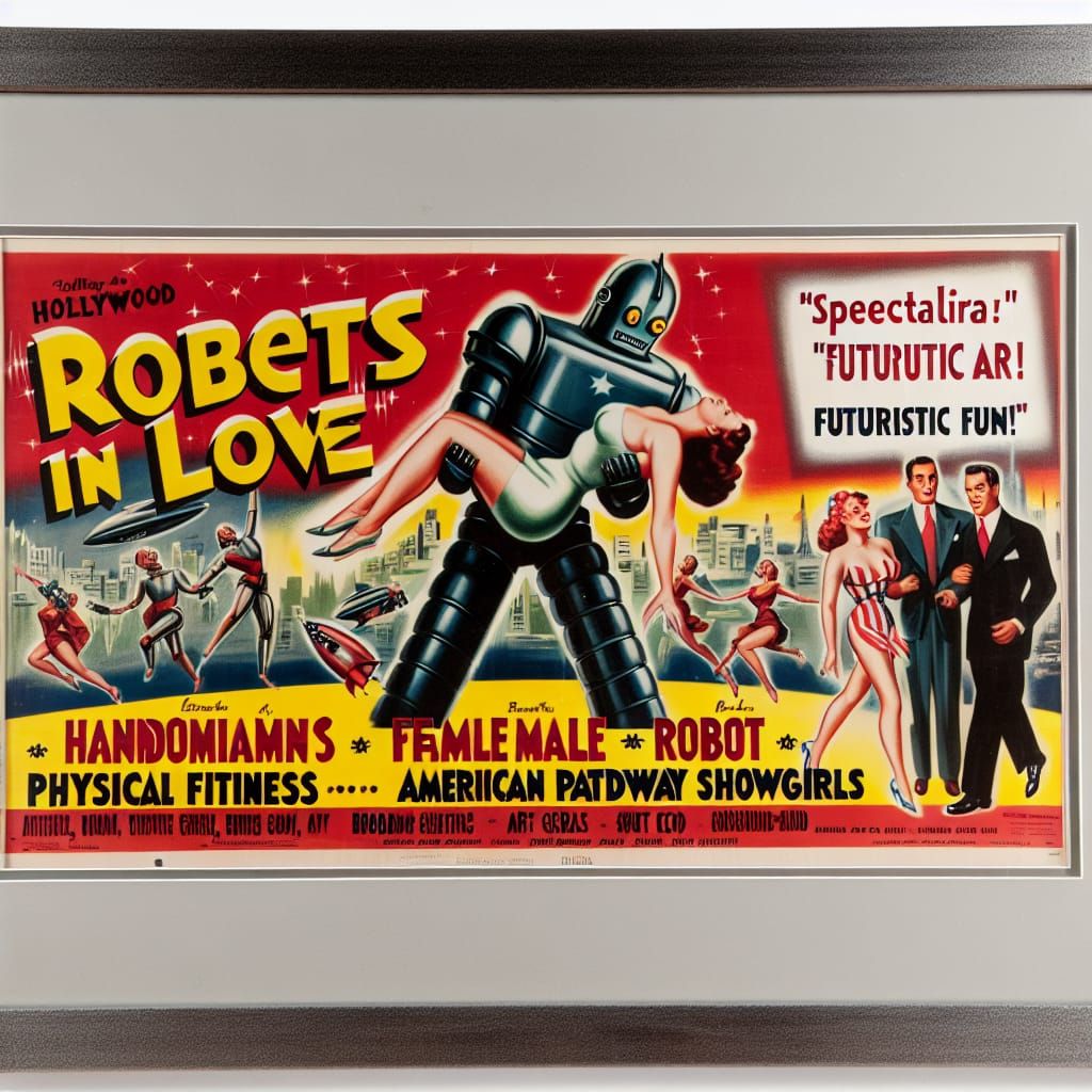 Robots in Love: A Retro-Futuristic Comedy Poster