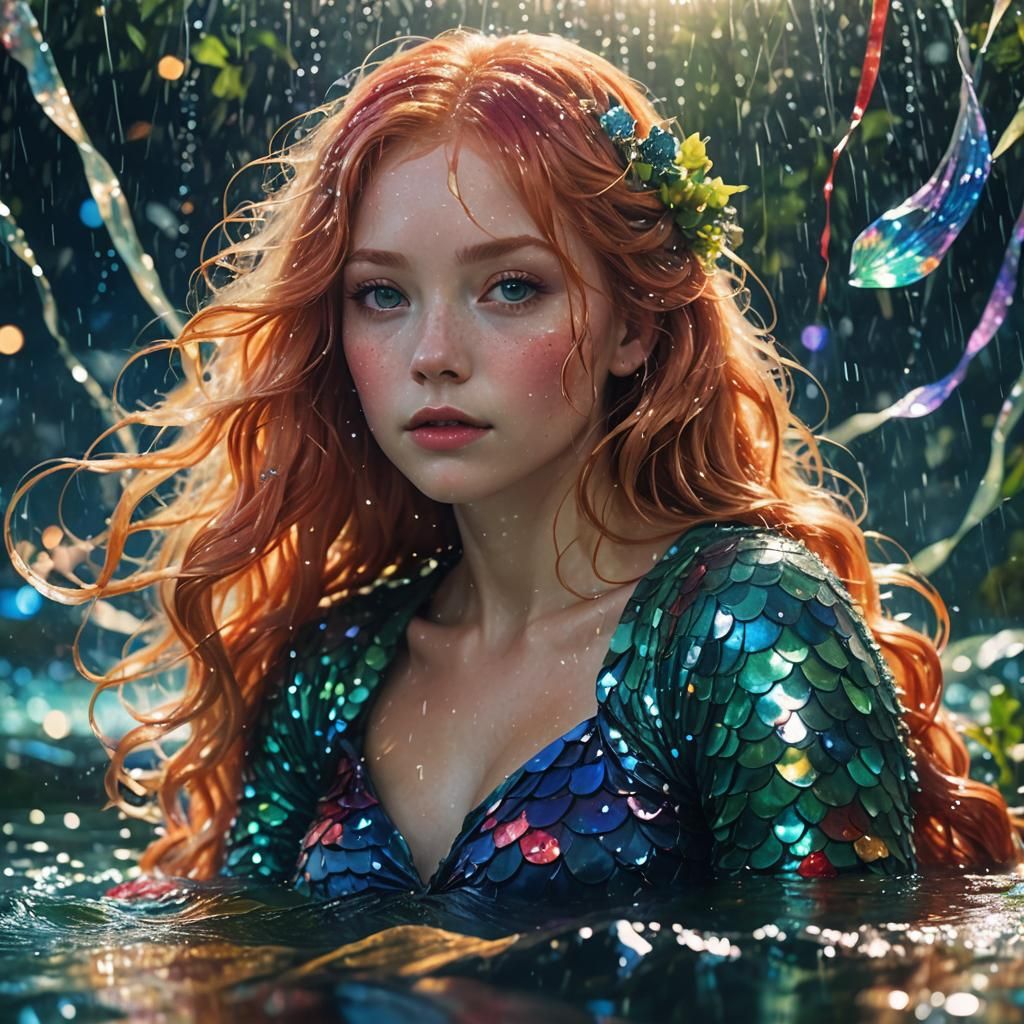 Red-Haired Mermaid in Dream Garden by Suehiro Manuo