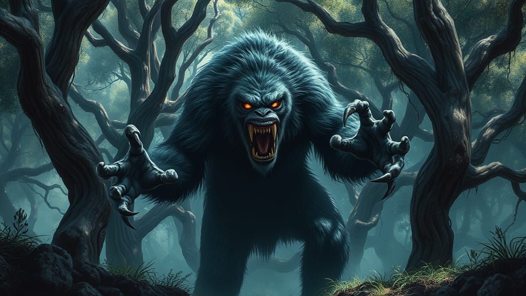 Australian Bushland Yowie Emerges in Dark Fantasy Art