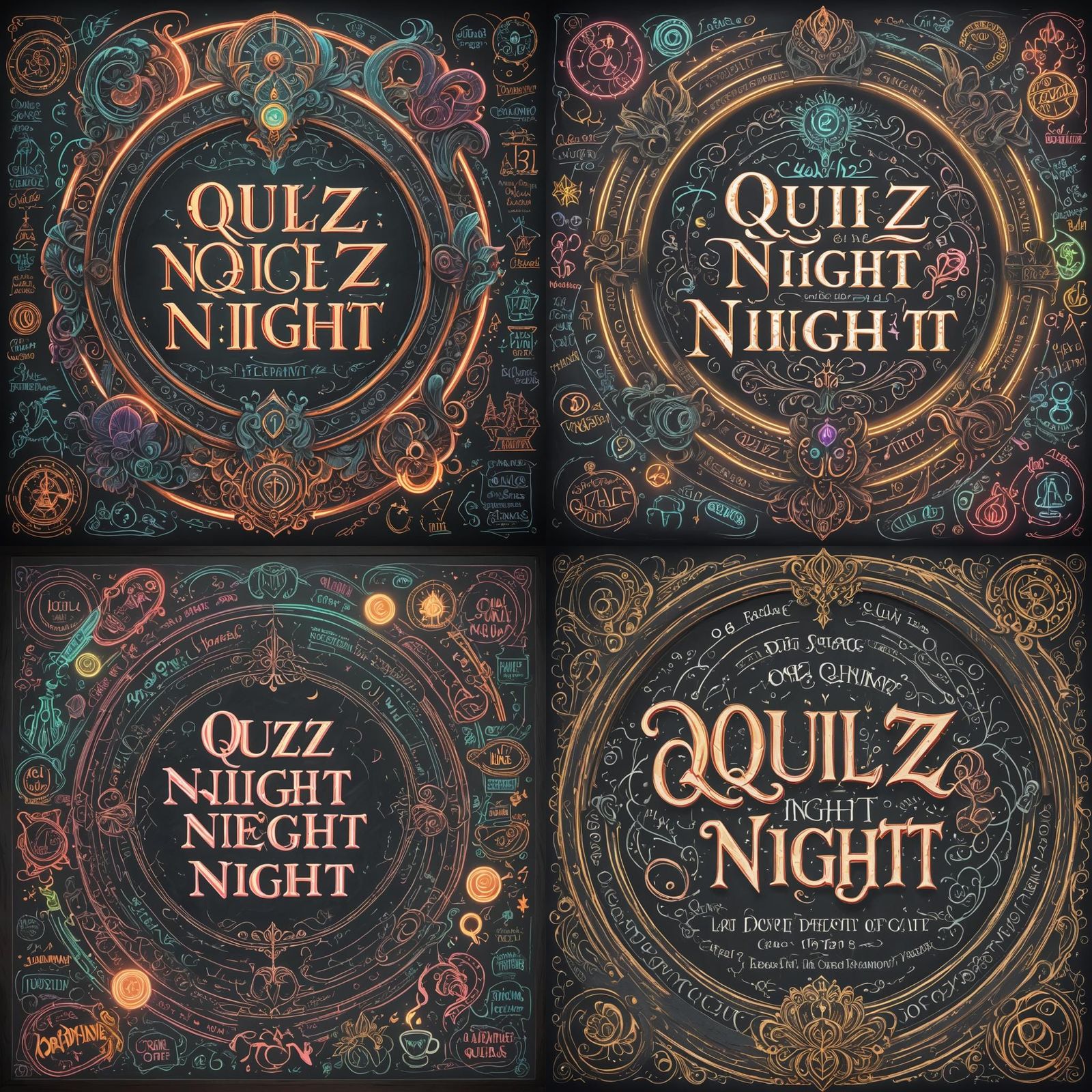 Quiz Night Chalkboard in Dark Fantasy Style