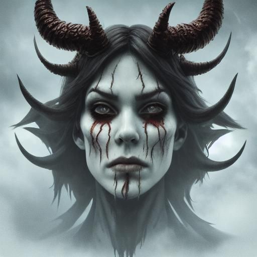 Demonic Entity Portrait in Dark Fantasy Style