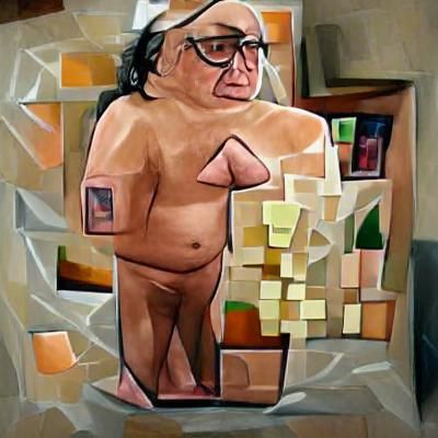 Cubist Nude Portrait in Geometric Style