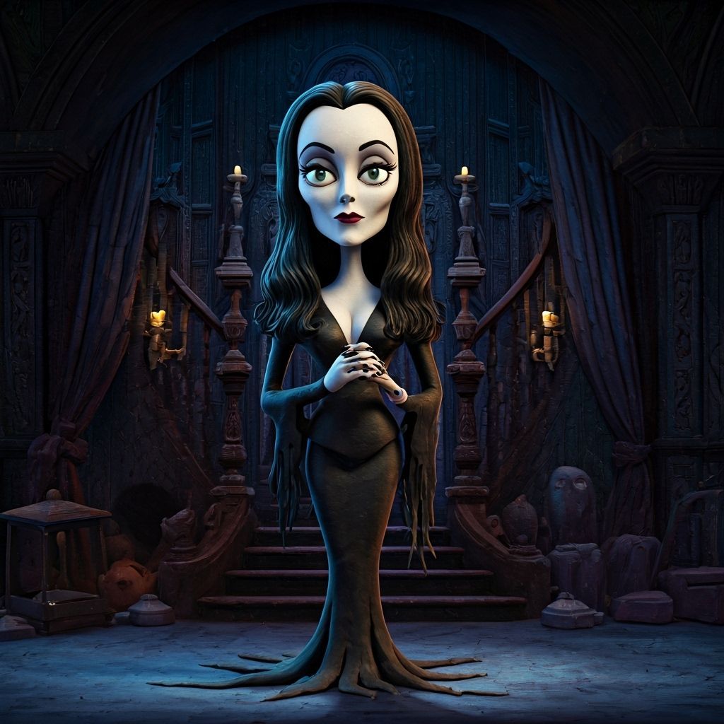 Morticia Addams in Haunted Mansion, Aardman Claymation