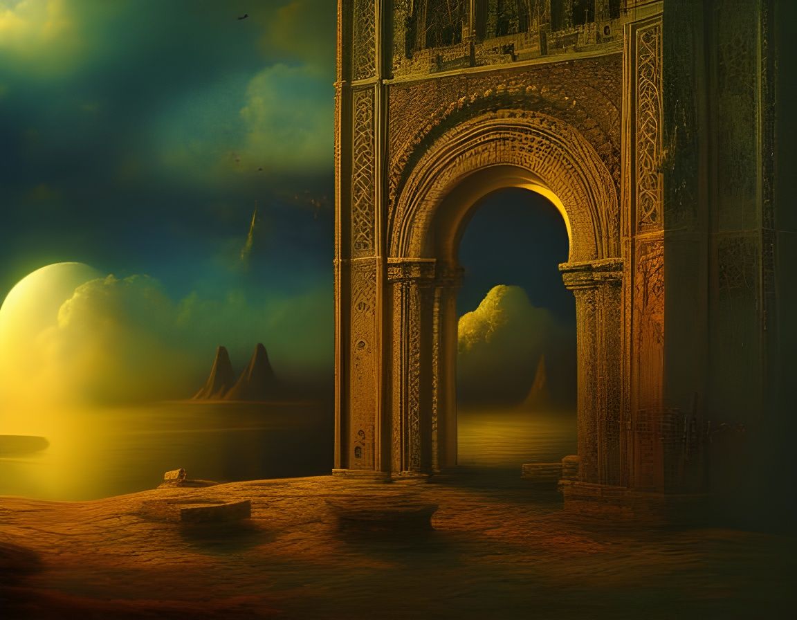 Ethereal Gate to Eternity at Night