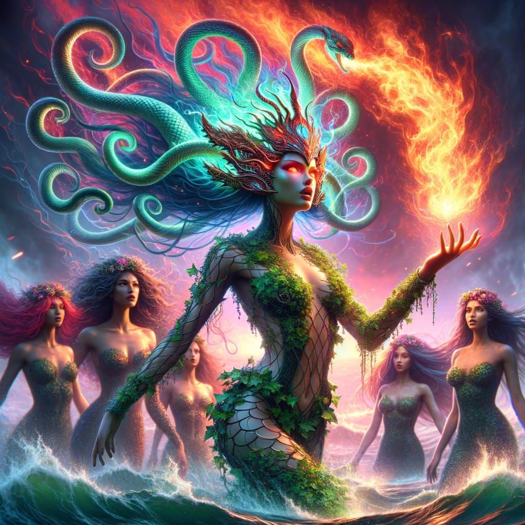 Fiery Sorceress Commands Ocean Flames