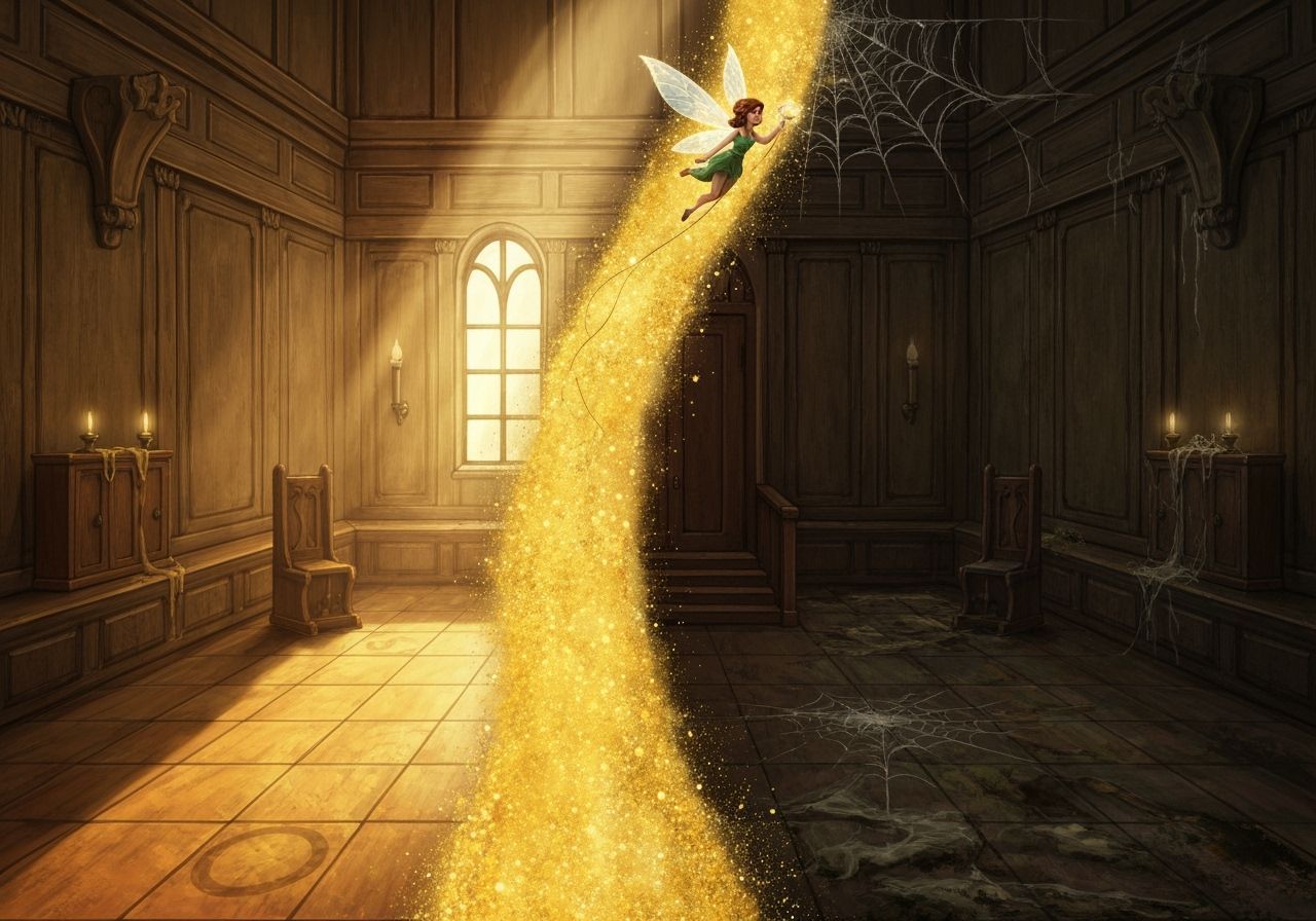 Fairy Trail Illuminates Medieval Wizard's Chamber