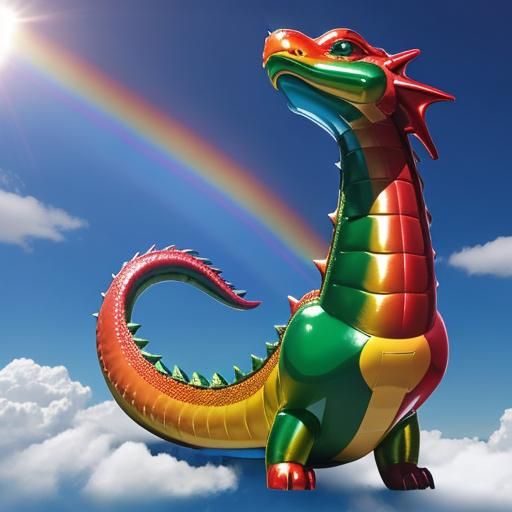 Giant Rainbow Inflatable Dragon Soaring