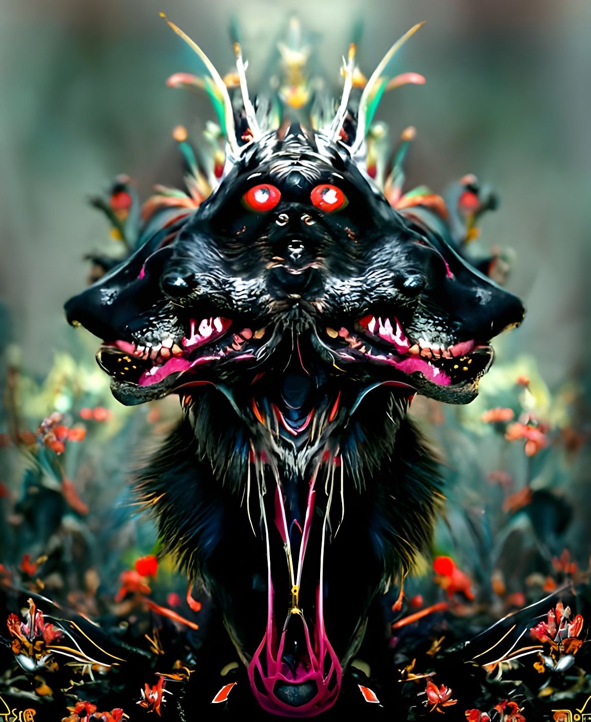 Sinister Hell Hound with Glowing Eyes