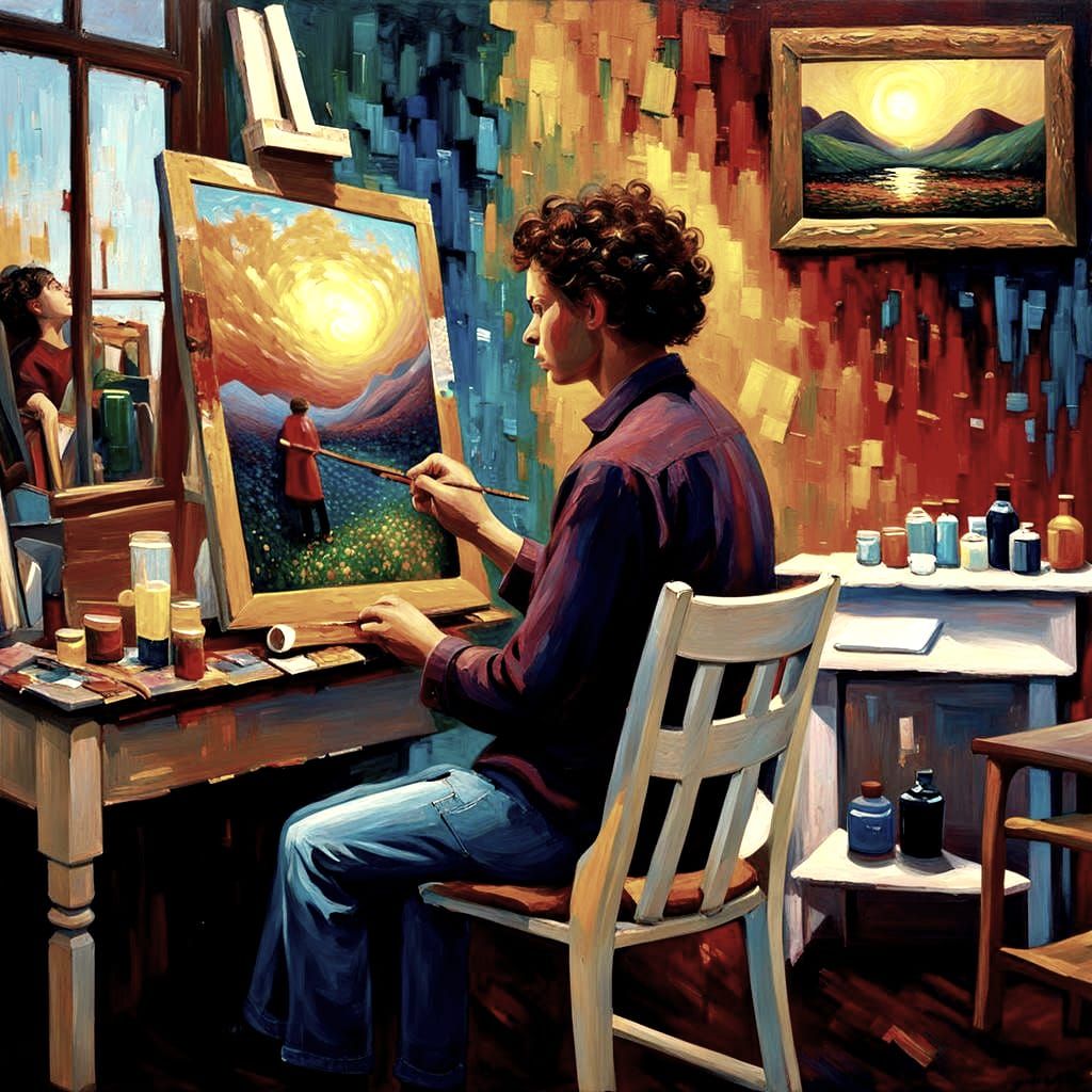 Expressionist Painting of The Past in Impasto Style