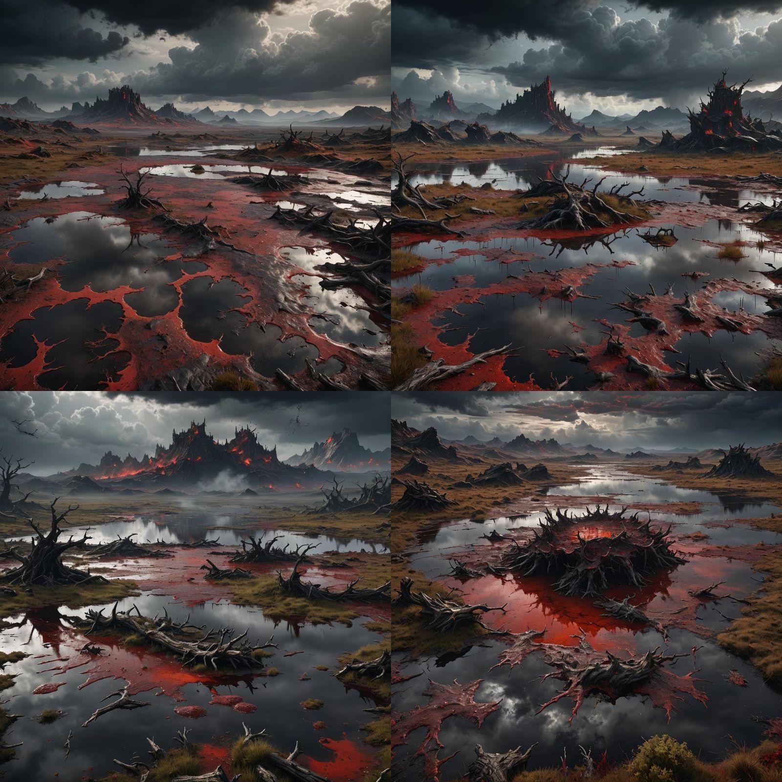 Blood Mire Under Dark Clouds: Digital Matte Painting