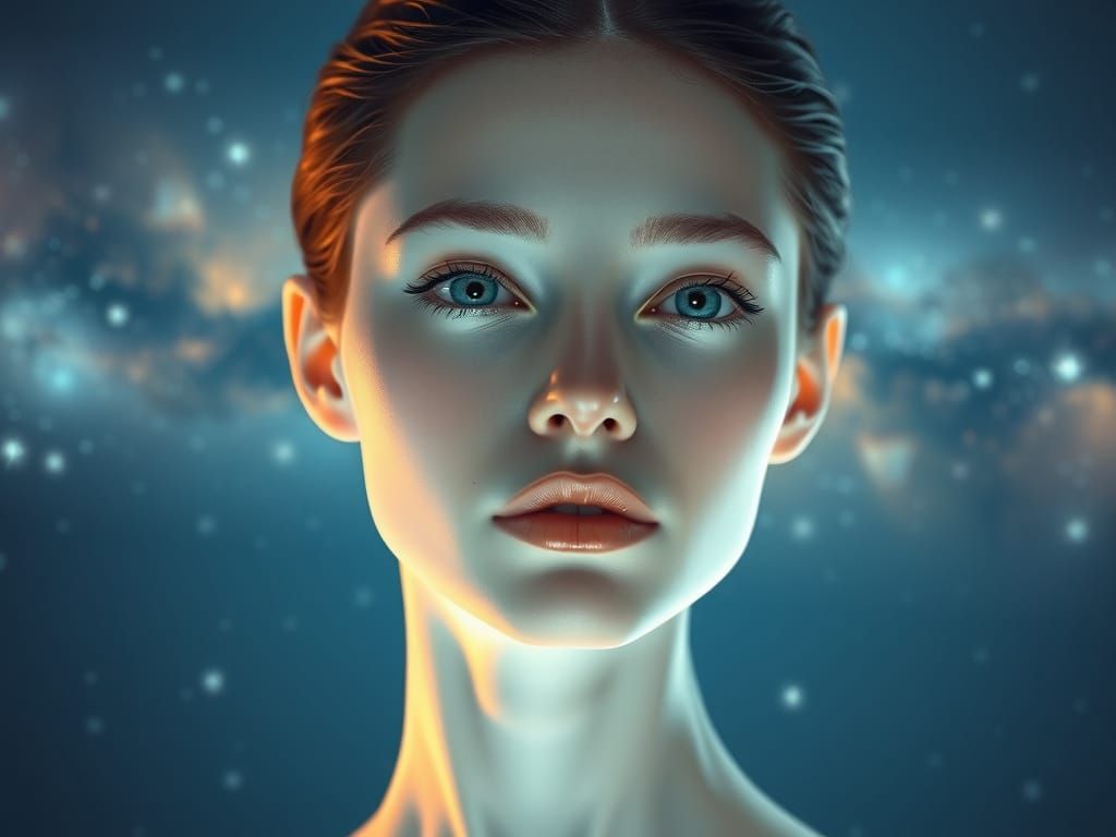 Ethereal Andromedian Goddess Illuminated by the Milky Way