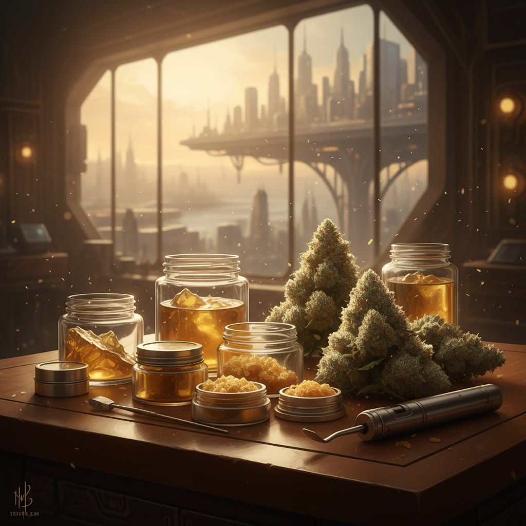 Luxury Cannabis Product Displayed with Golden Hour Glow