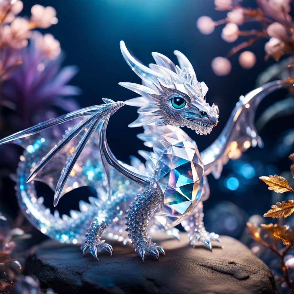 Cute Crystal Dragon with Sparkling Light
