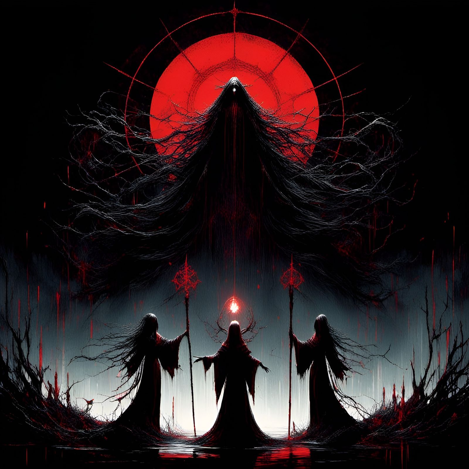 Dark Fantasy Priestesses Summon Shadow: Album Cover Art