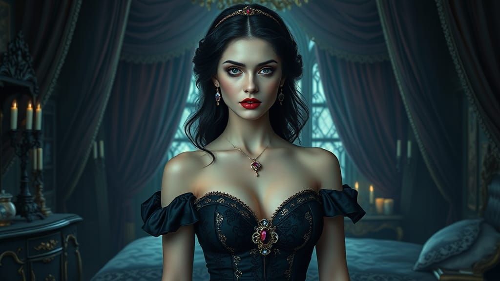 Snow White in Gothic Fantasy Art Style