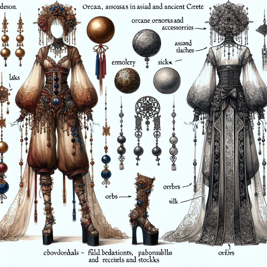 Asian-Crete Fusion Fashion Concept in Watercolor