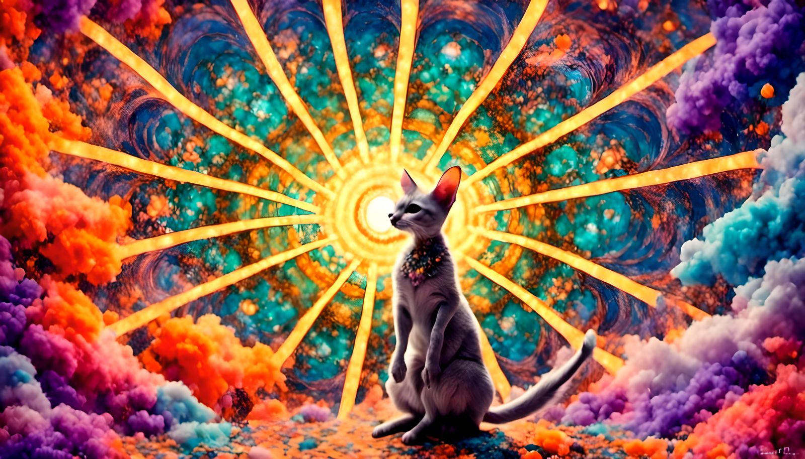Psychedelic Cat Kangaroo in Dreamy Kaleidoscope