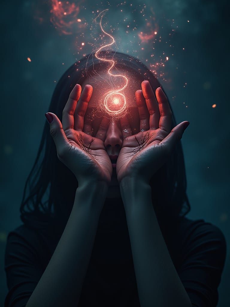 Occult Surrealism: Ethereal Light Emanating from Mind