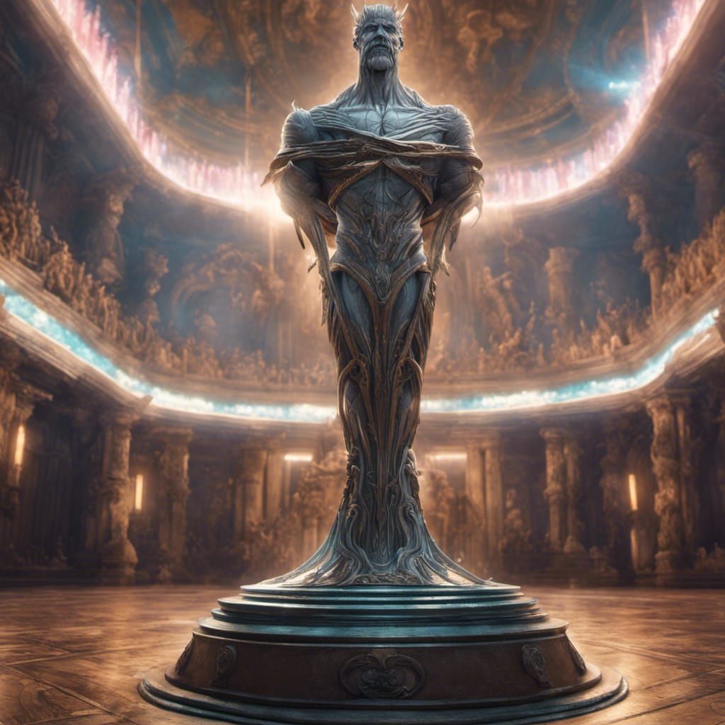 Epic Zeus Trident Trophy in Hyperrealistic Style