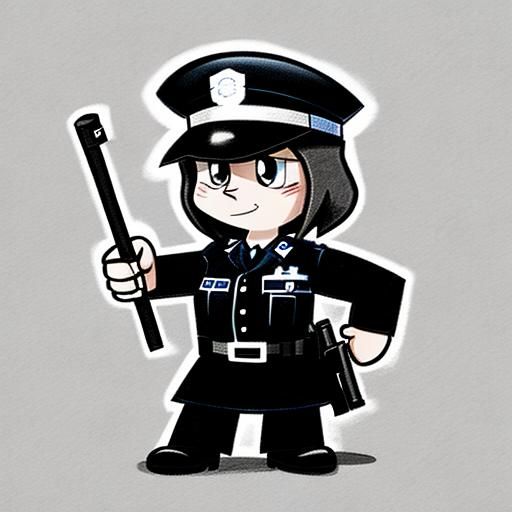 Cartoon Pencil Sketch of a Poliewoman