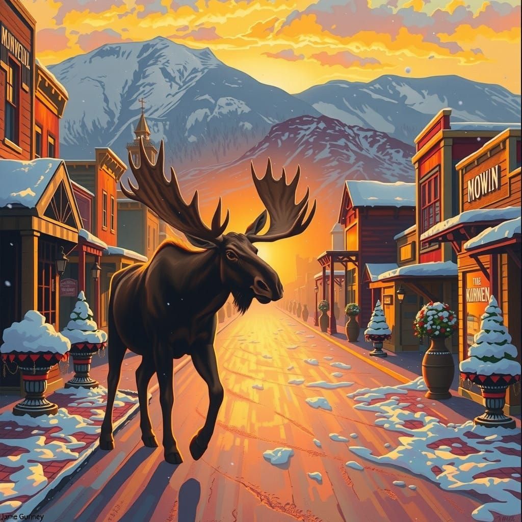 Serene Sunset in Jackson Hole Wyoming with Tranquil Moose Sc...