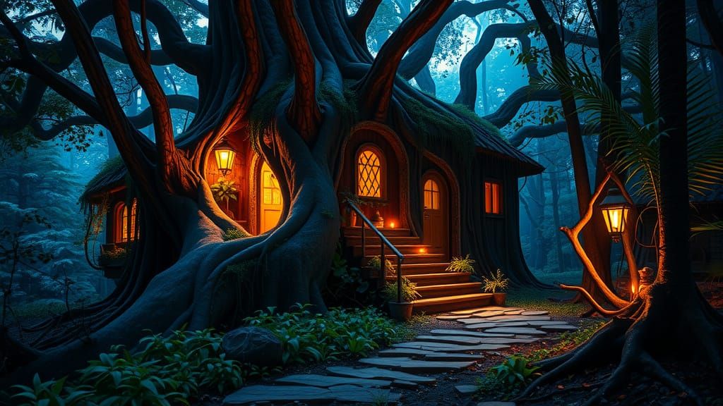 Enchanted Forest Sanctuary in Mystical, Ancient Style