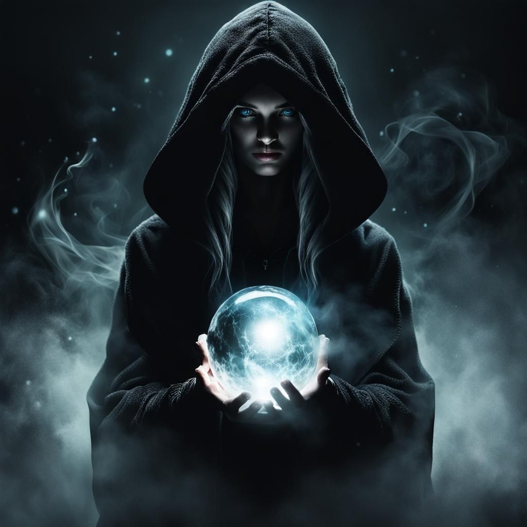 Dark Fantasy Sorceress with Magical Orb