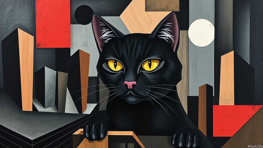 Abstract Black Cubist Cataclysm Composition