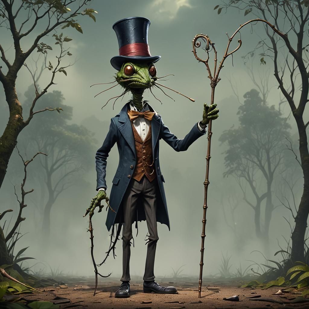 Stick Insect Gentleman in Detailed Matte Painting