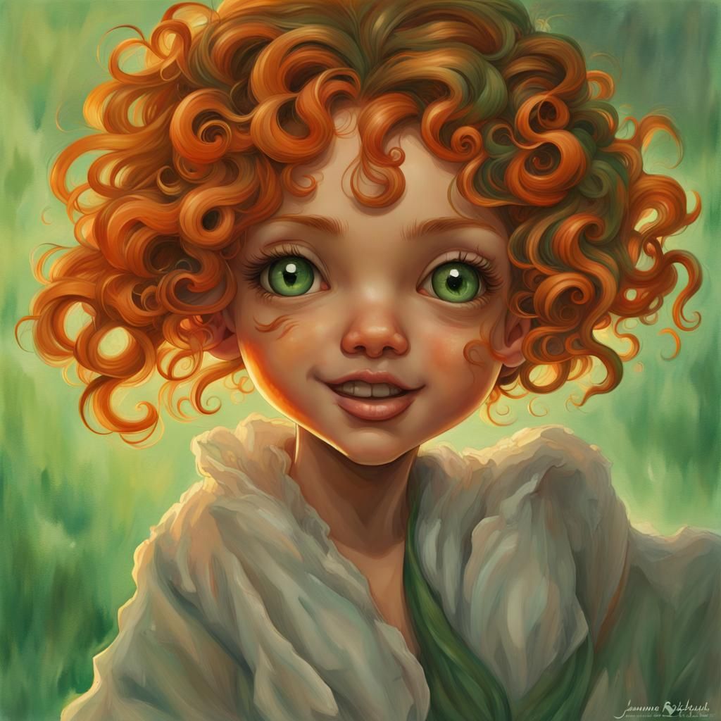 Smiling Girl Portrait in Watercolor Style