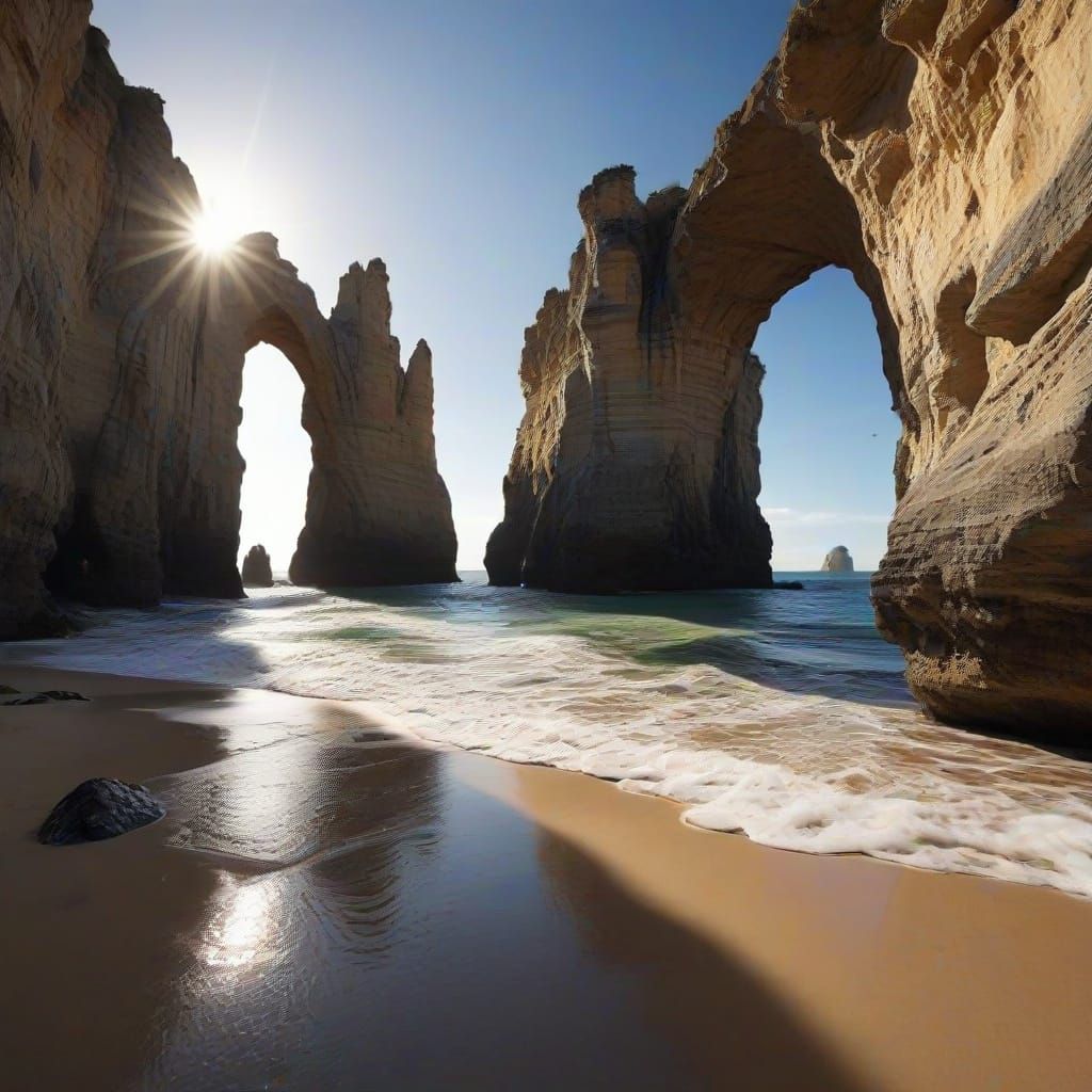 Praia das Catedrais: Spain's Coastal Arches in Digital Matte...