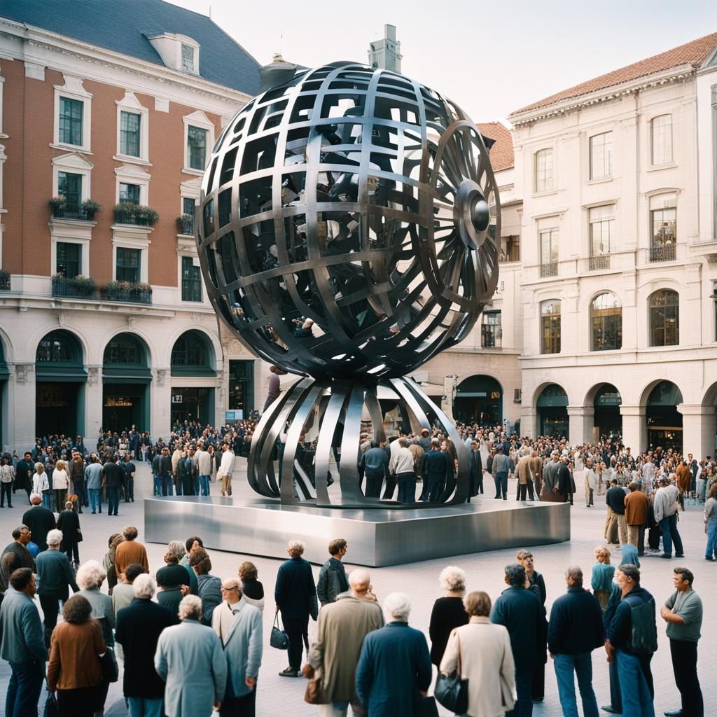 Elegant Metal Sculpture of Film Industry in Town Square