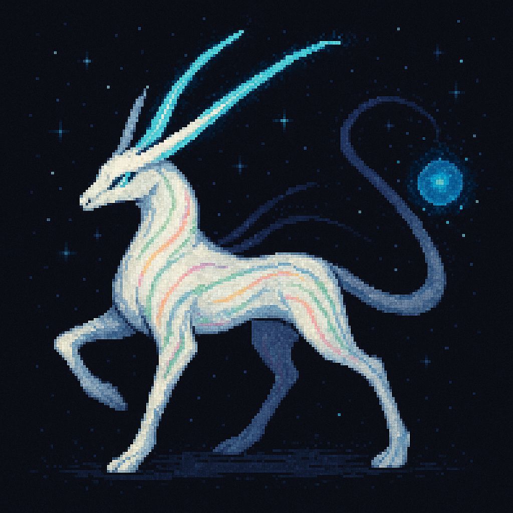 Majestic White Creature in 8-Bit Pixel Art