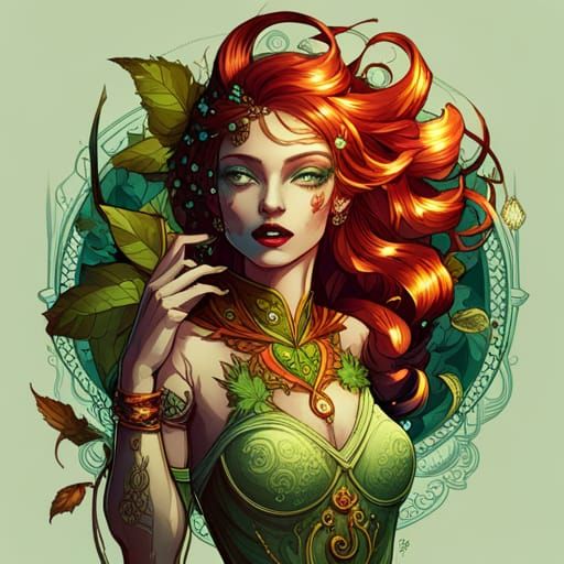 Steampunk Poison Ivy in Luminous Digital Art