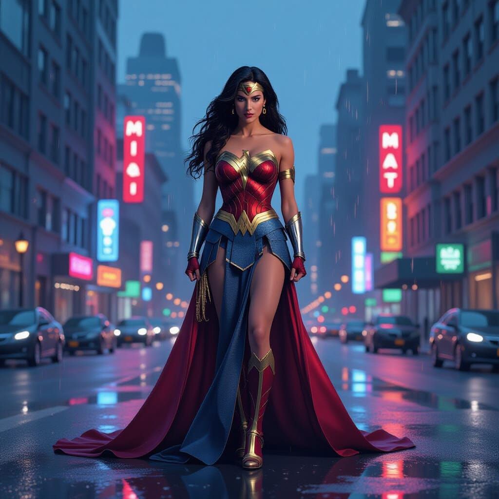 Wonder Woman Haute Couture in Neon NYC