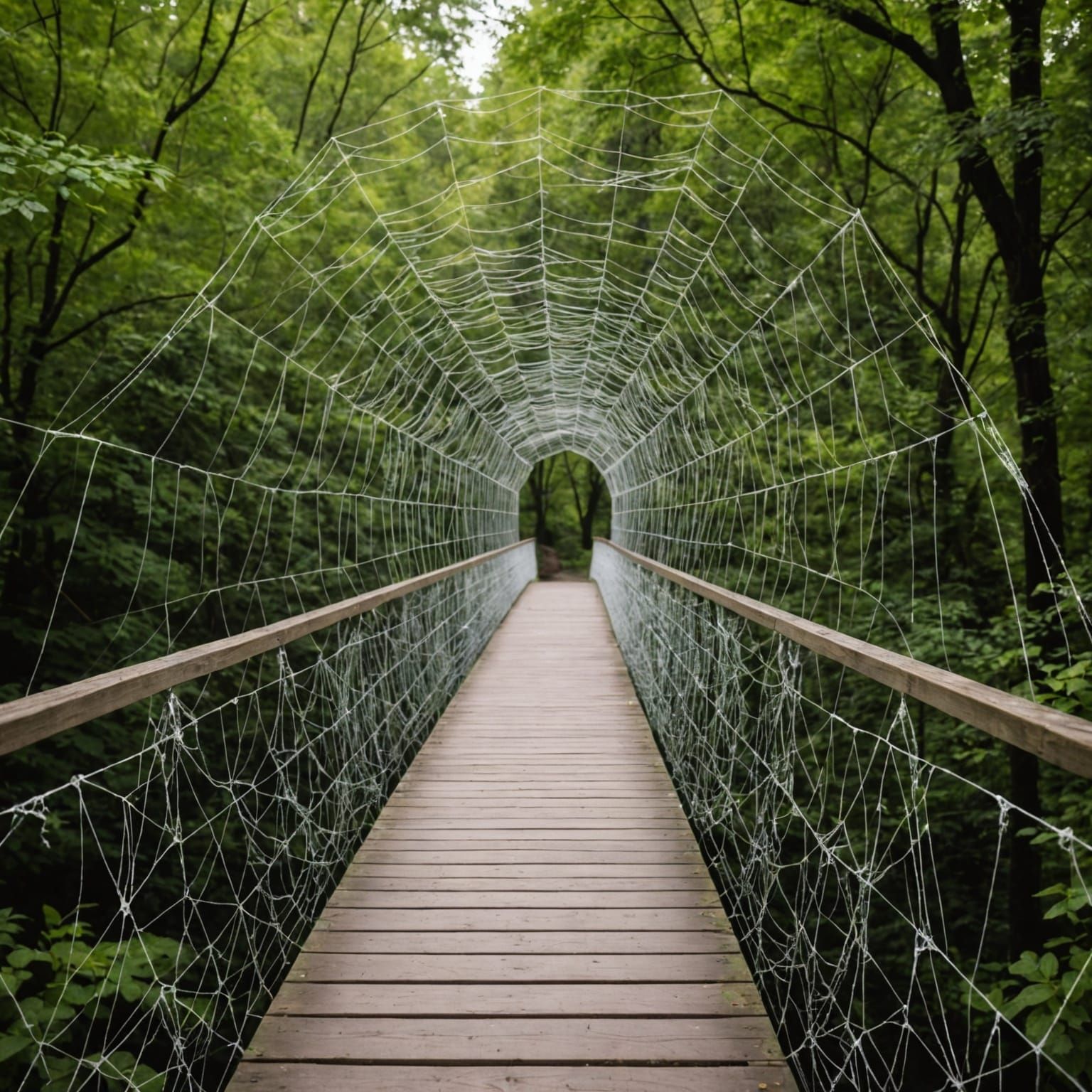 Intricate Spider Web Bridge Illusion