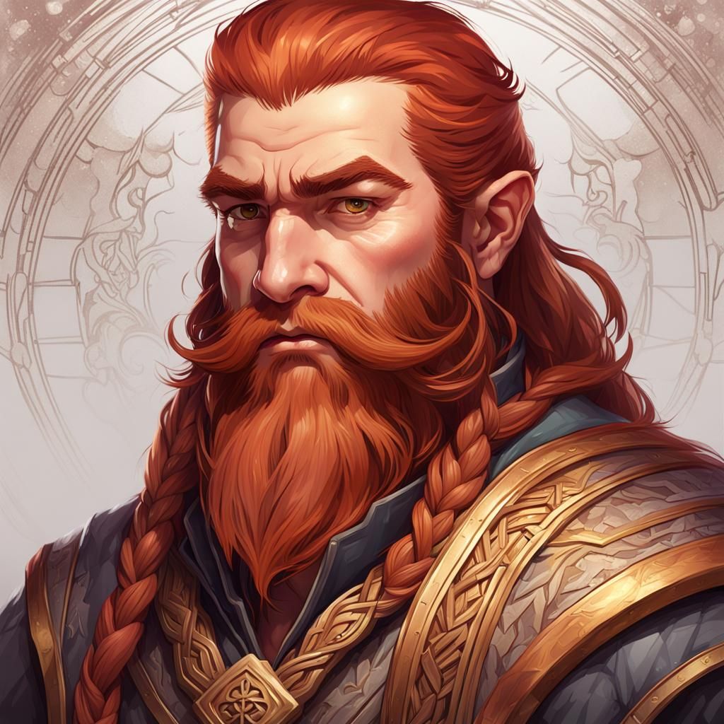 Youthful Dwarven Cleric Portrait in Digital Art Style