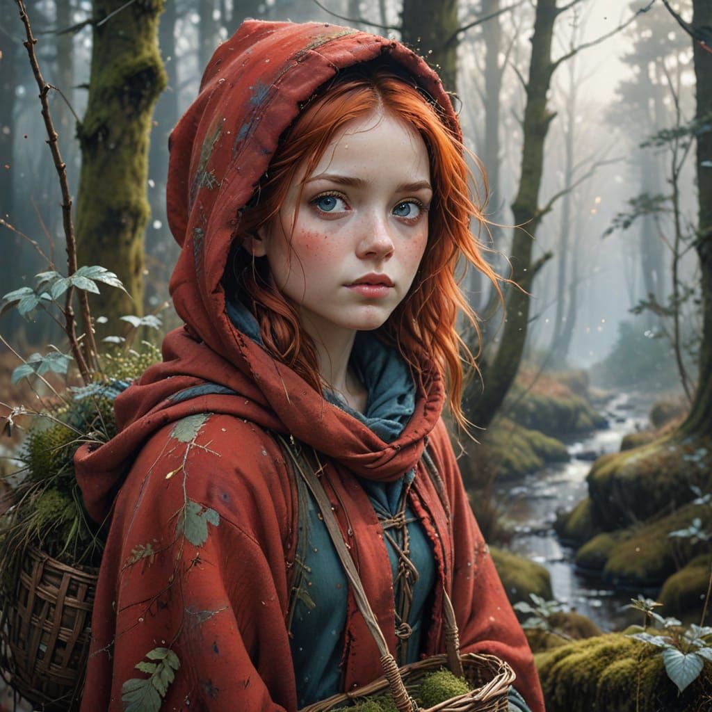 Red-Haired Girl's Forest Adventure: A Cinematic Fairytale