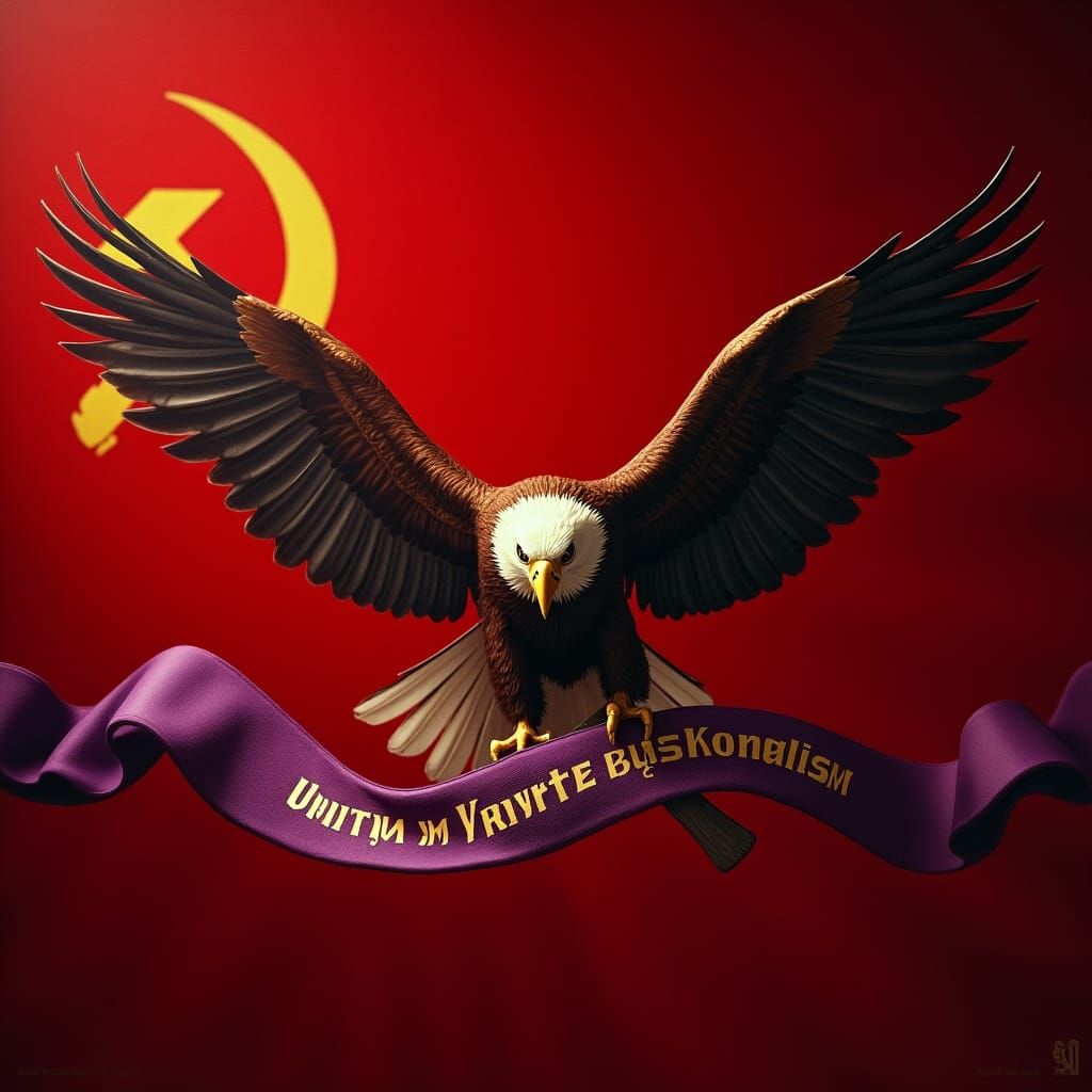 Majestic Eagle Soaring with Communist Symbolism